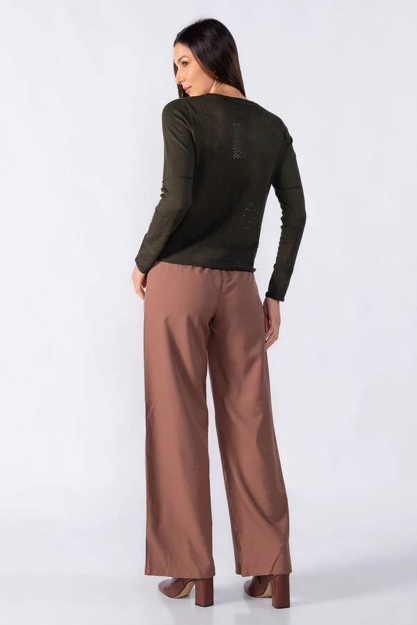 Blusa texturizada manga longa toque seda