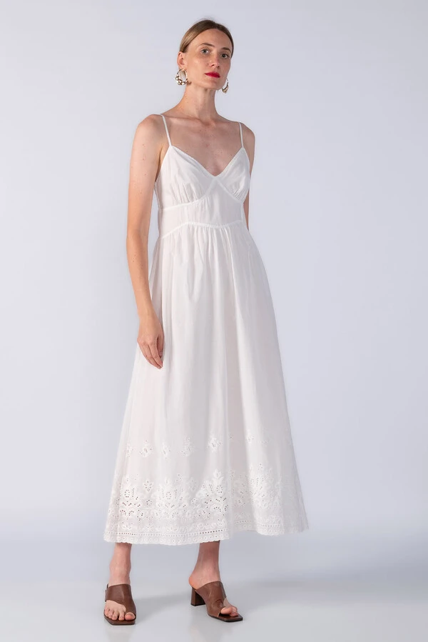 VESTIDO MIDI ALGODAO BARRA EM LAISE