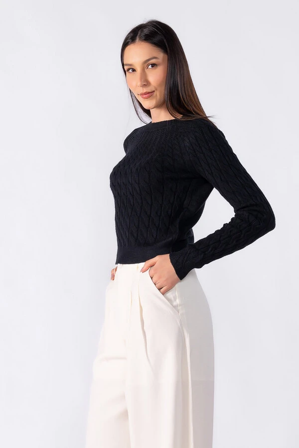 Blusa sueter texturizada manga longa