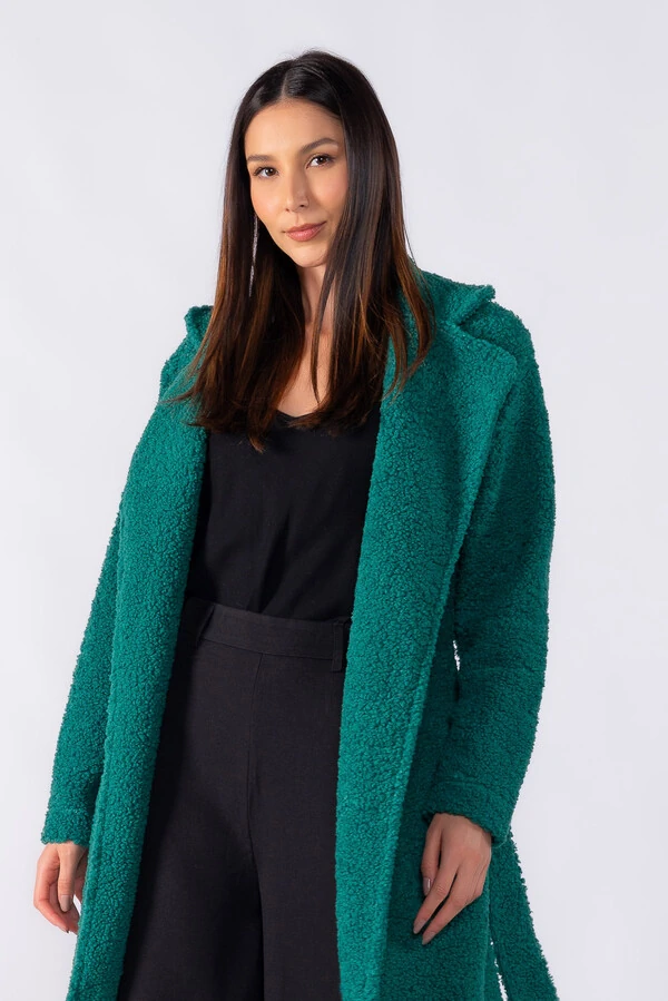 Casaco longo com faixa teddy