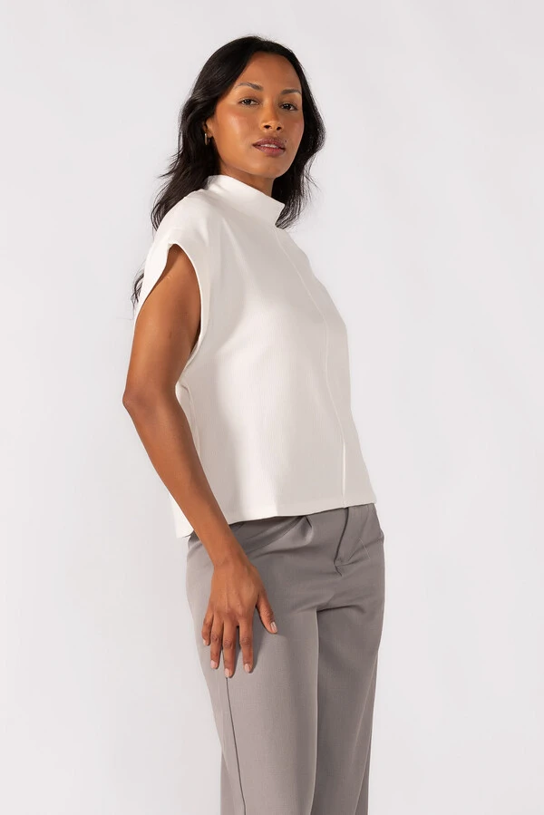 Blusa gola alta canelada
