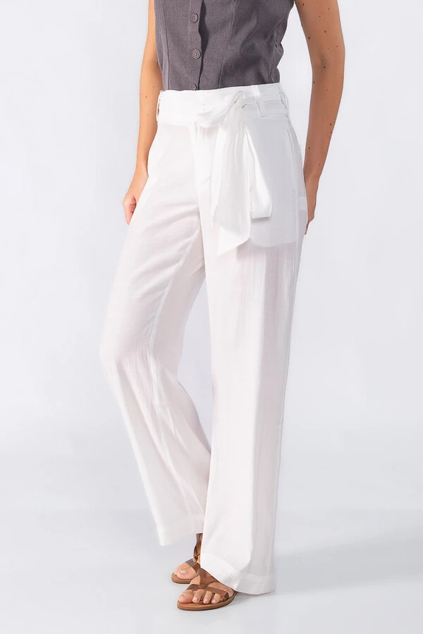 Calca pantalona com cos transpassado