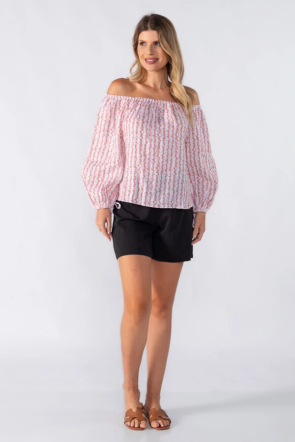Blusa ombro a ombro com estampa