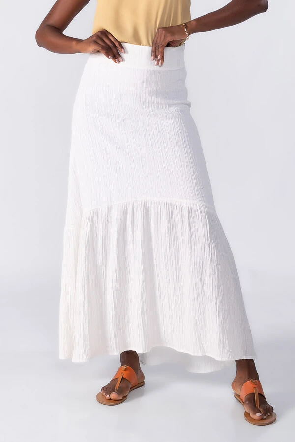 Saia longa evase com ziper