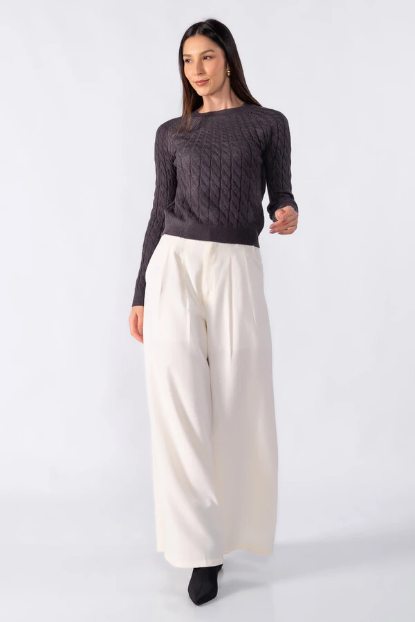 Blusa sueter texturizada manga longa