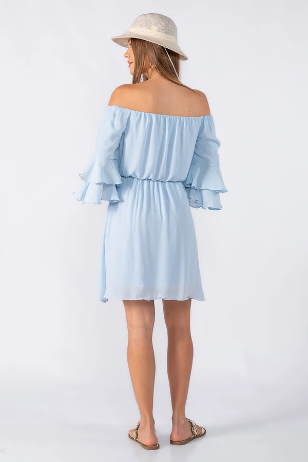 Vestido curto ombro a ombro