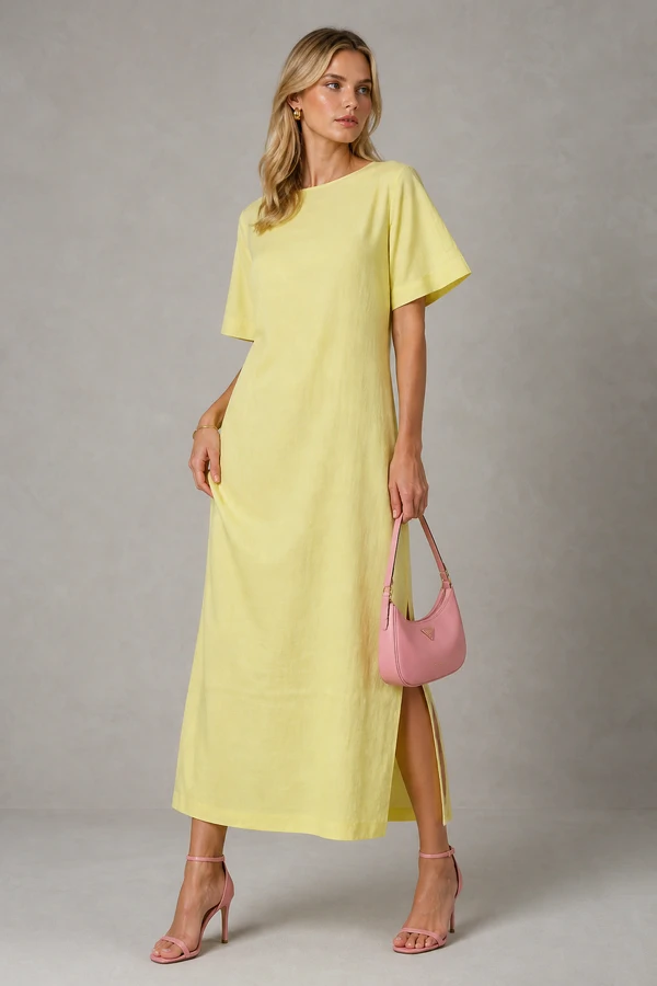 Vestido alongado com fendas