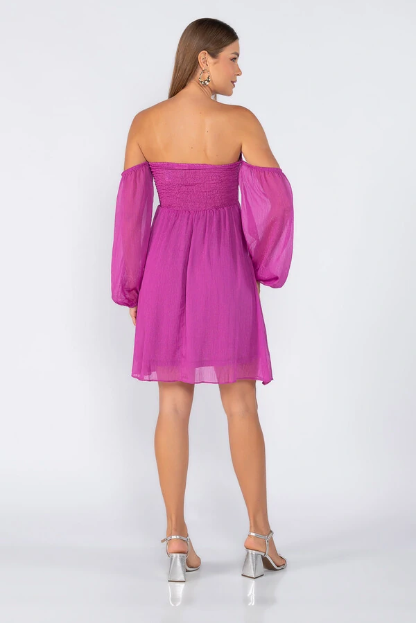 Vestido curto ciganinha manga longa