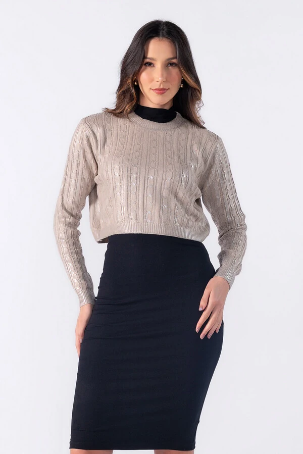 Blusa tricot metalizado