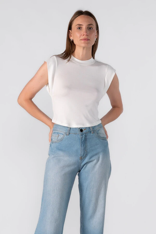 Blusa malha basica manga cavada