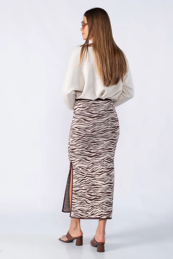 Saia midi tricot animal print