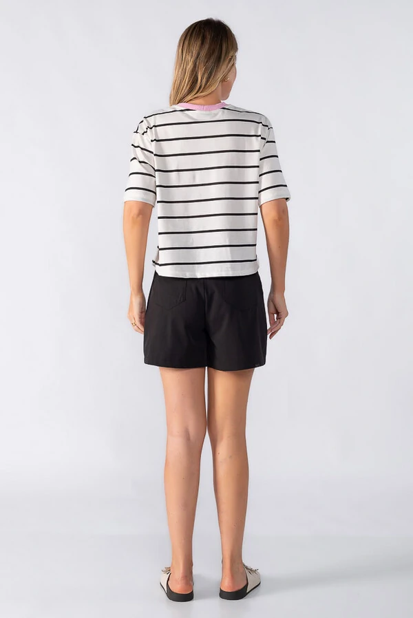 Blusas curta listrada bicolor