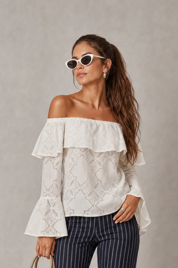 Blusa renda ombro a ombro