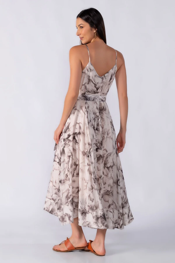 Vestido longo estampado alça regulavel
