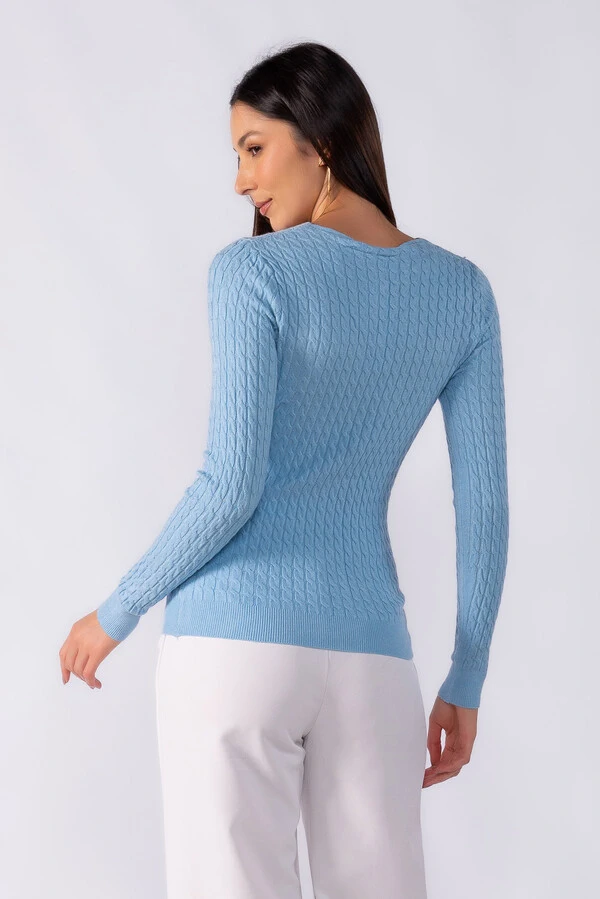 Blusa manga longa decote em v