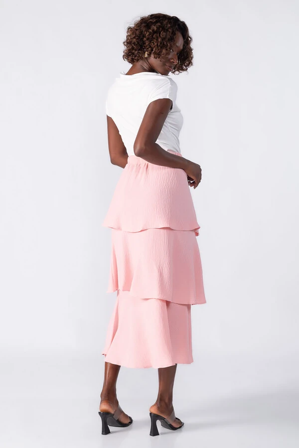 Saia midi com babados