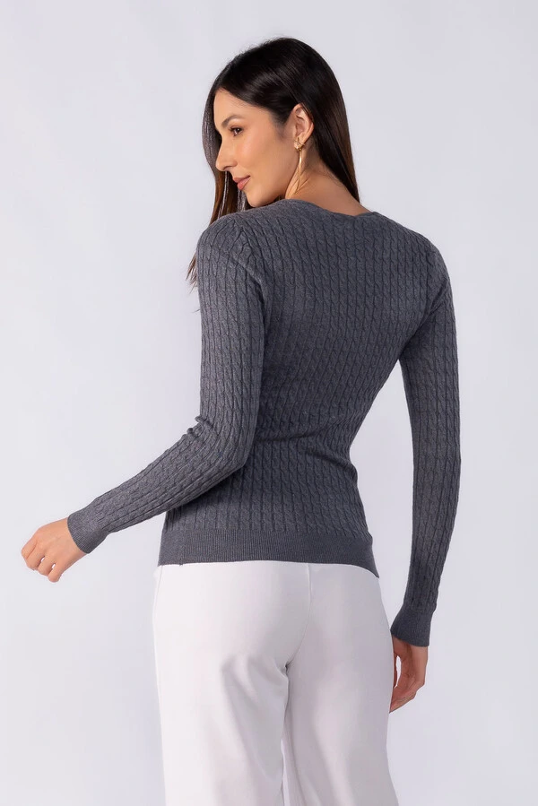 Blusa manga longa decote em v