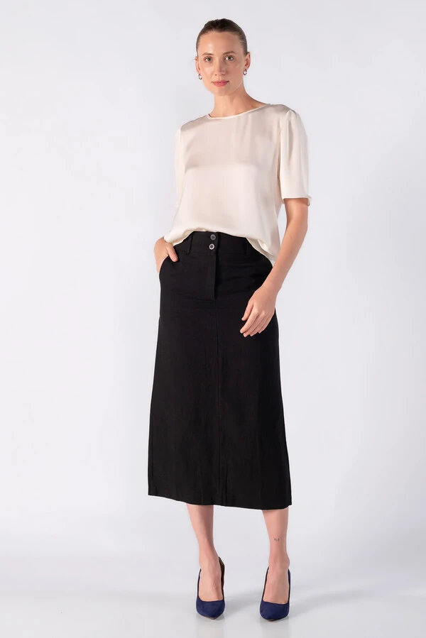 Blusa bata em crepe actinado meia manga