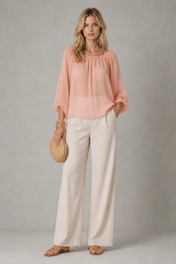 Blusa em crepe com pregas