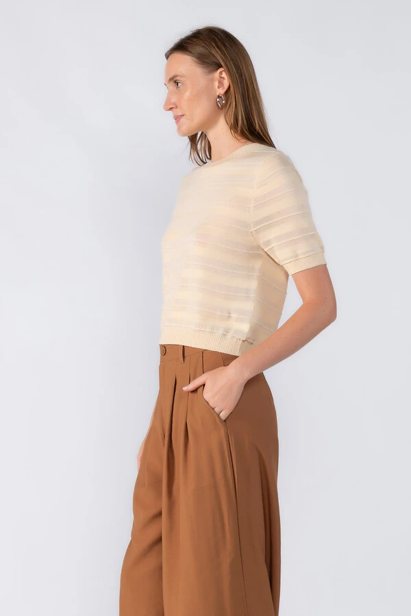 Blusa listrada manga curta