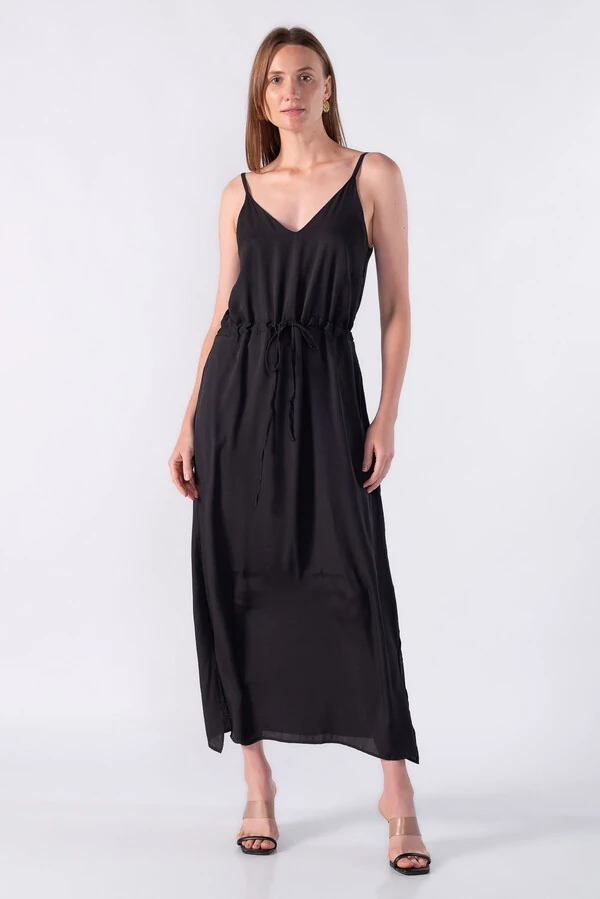 Vestido midi decote v