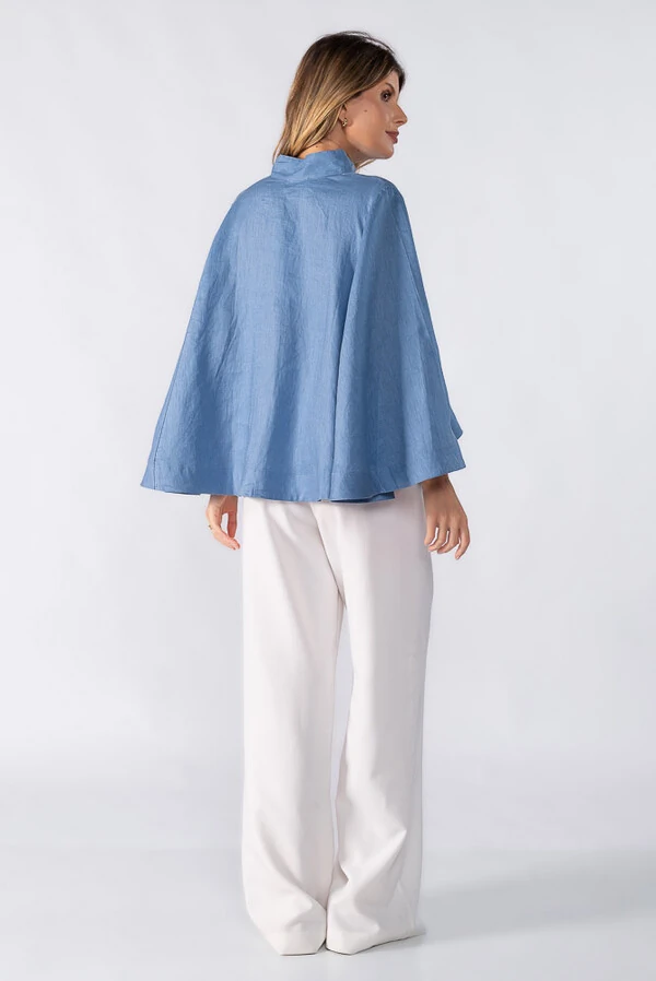 Poncho linho com botoes