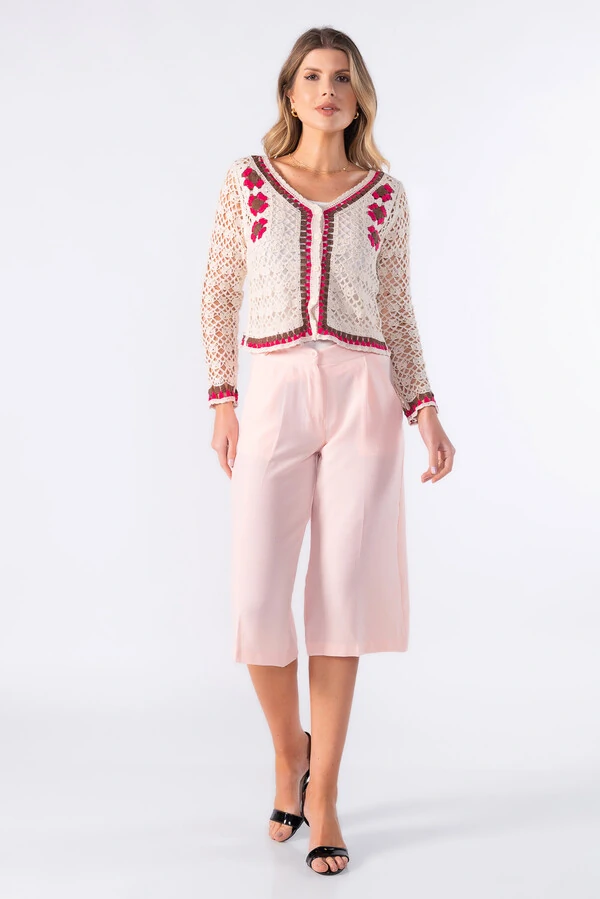 Cardigan curto croche