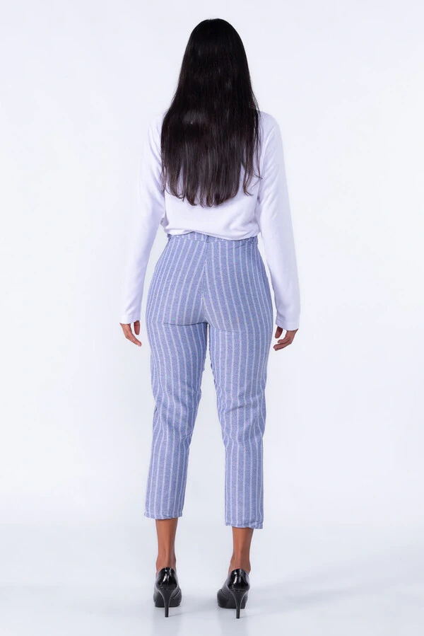 Calça Risca de Giz Pregas