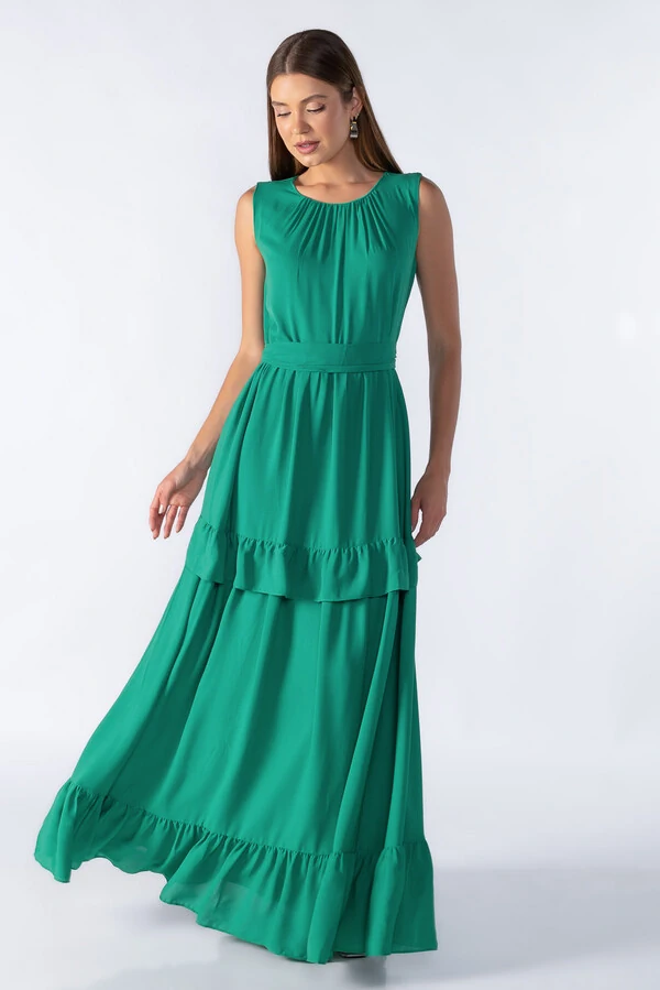 Vestido longo com recortes
