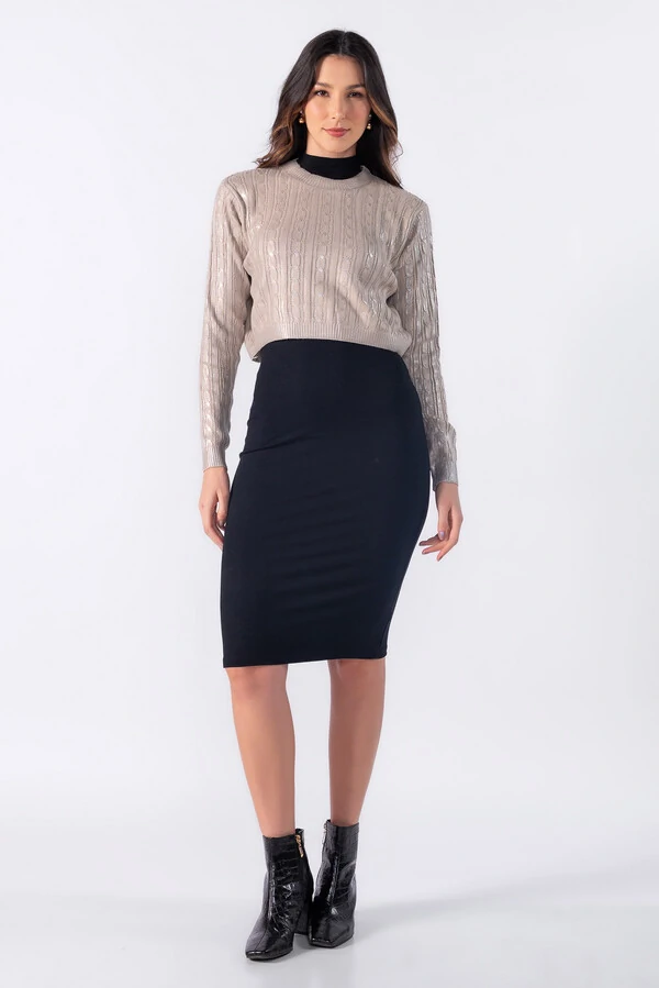 Blusa tricot metalizado