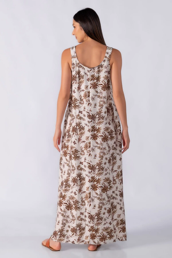 Vestido longo amplo fluido estampado