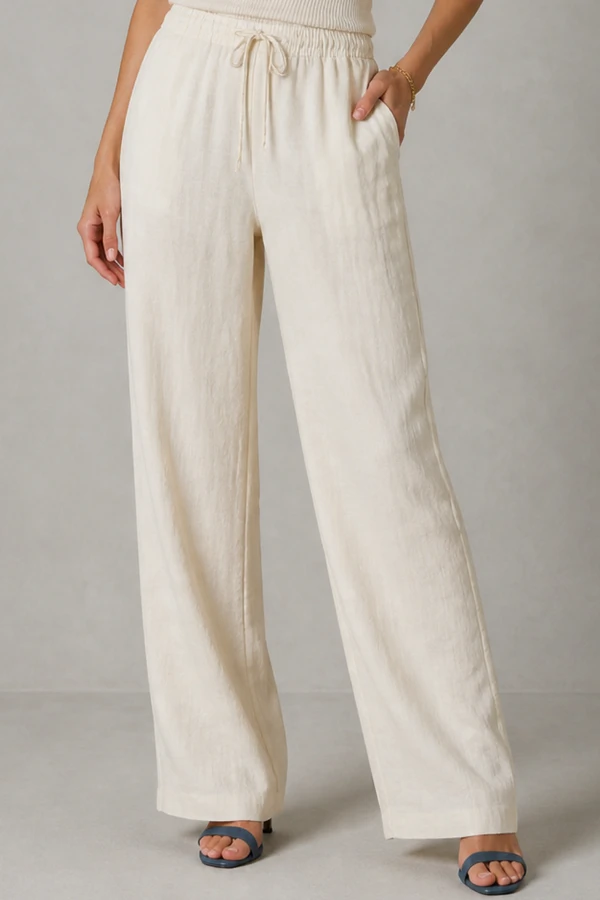 Calça pantalona com amarração
