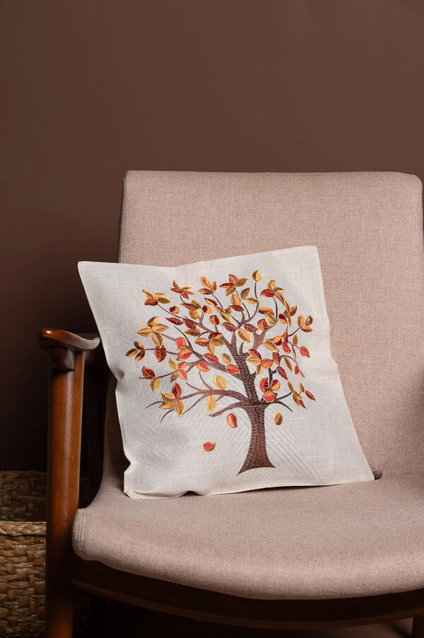 Capa de almofada arvore bordada