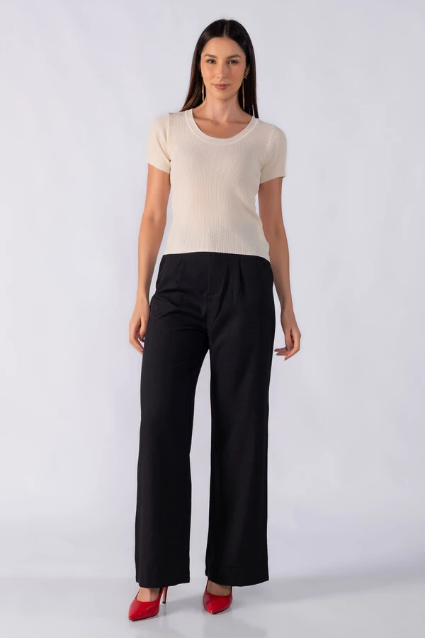 Blusa tricot manga curta