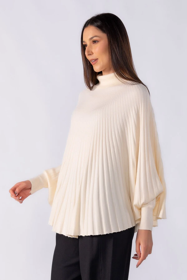 Poncho canelado com punho