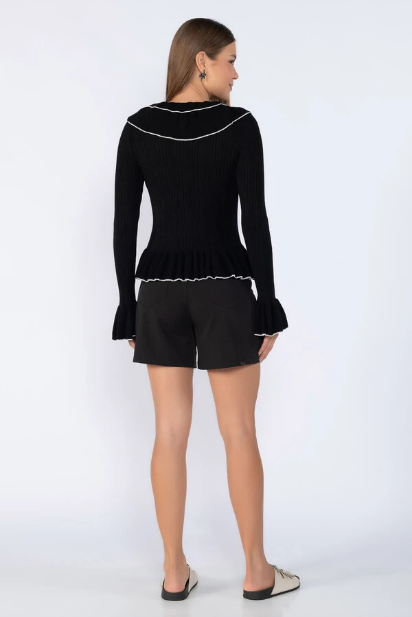 Blusa tricot com babados