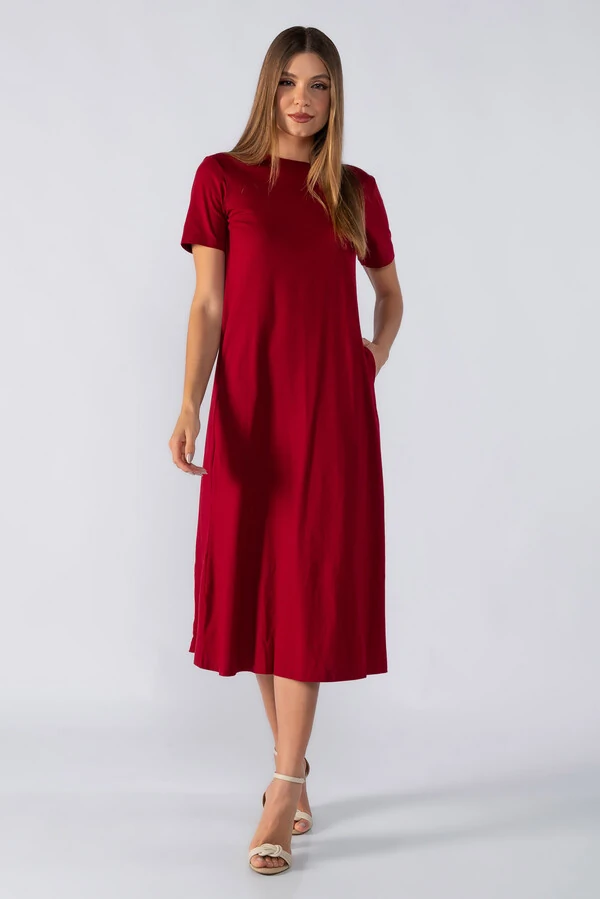 Vestido midi basico em algodao