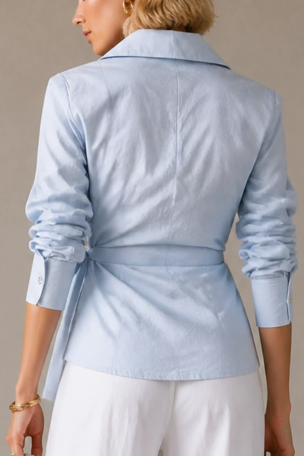 Camisa transpassada com pregas