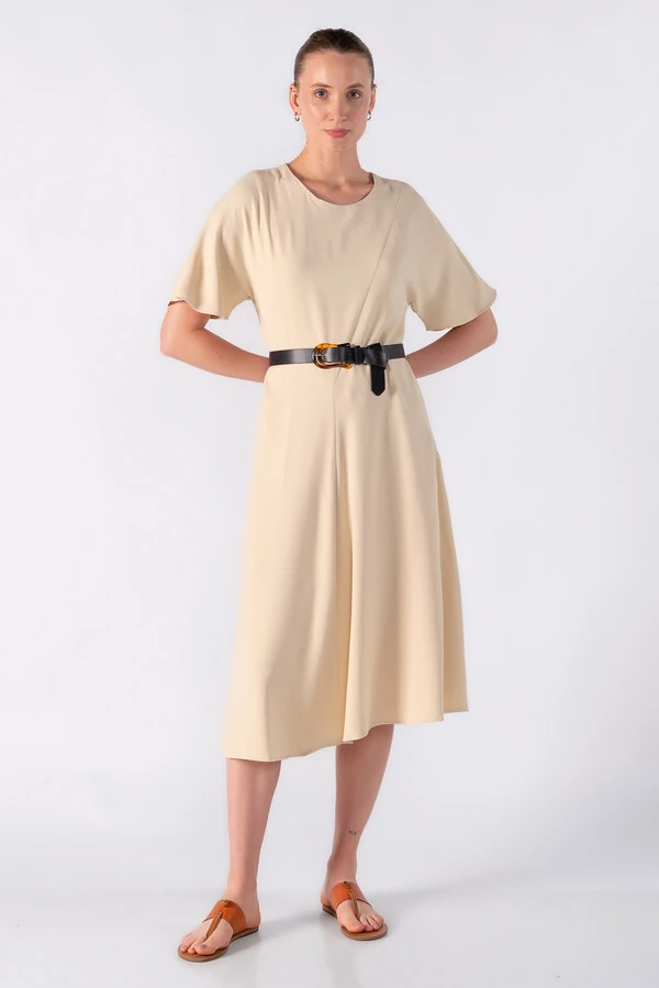 Vestido midi gode com manga morcego