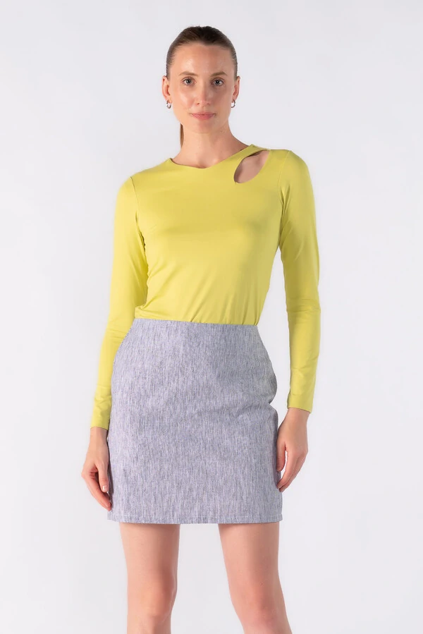 Blusa manga longa com recorte