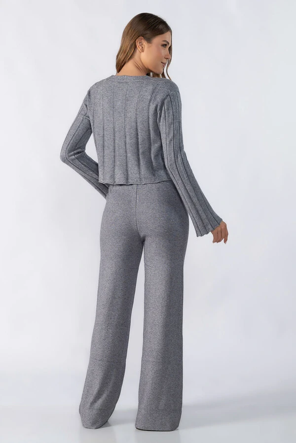 Calça reta em lã com cordão