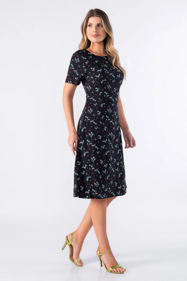 Vestido midi em crepe estampado