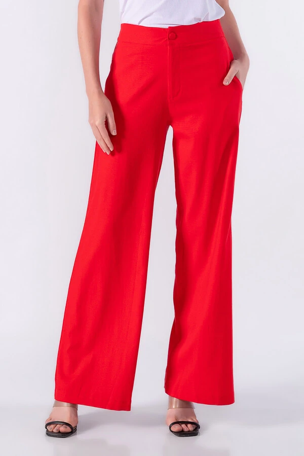 Pantalona viscolinho botao forrado