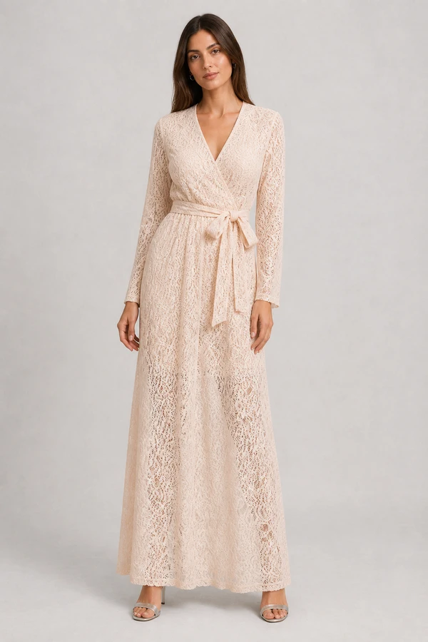 Vestido longo em renda