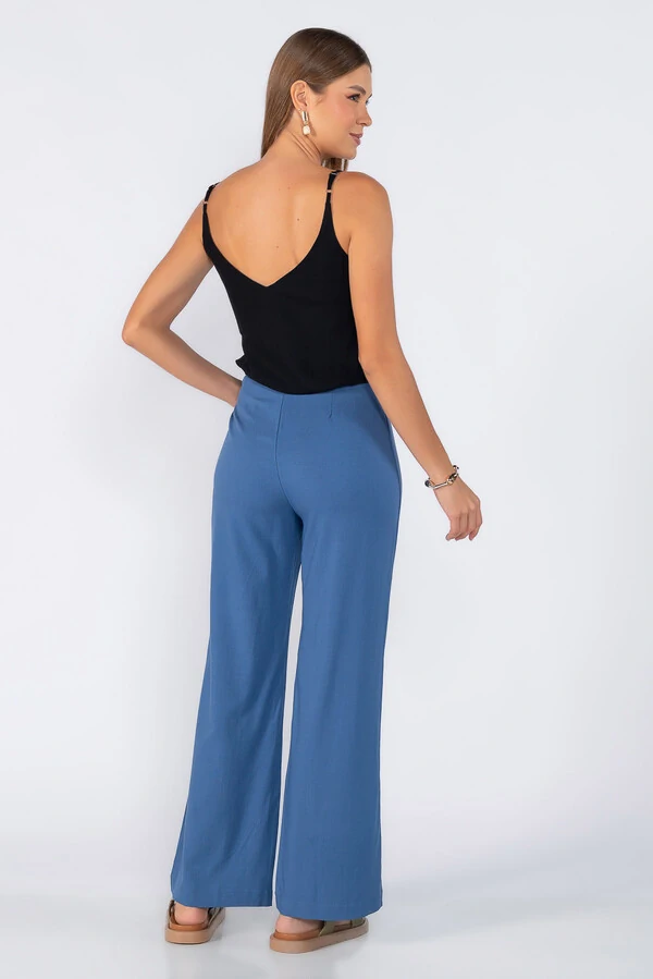 Calca reta com ziper lateral