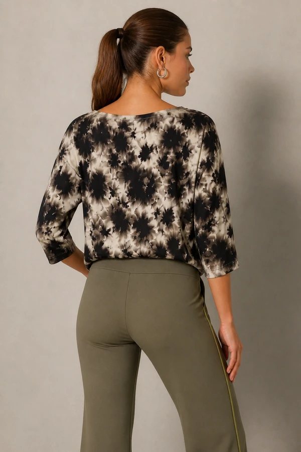 Blusa malha estampada tie dye