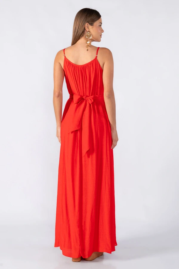 Vestido longo em crepe forrado