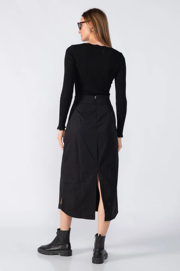 Body canelado manha longa decote v