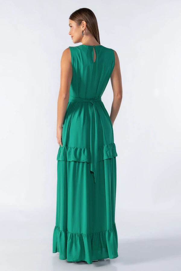 Vestido longo com recortes