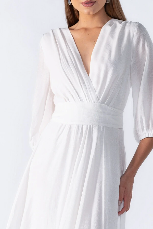 Vestido longo com decote em v
